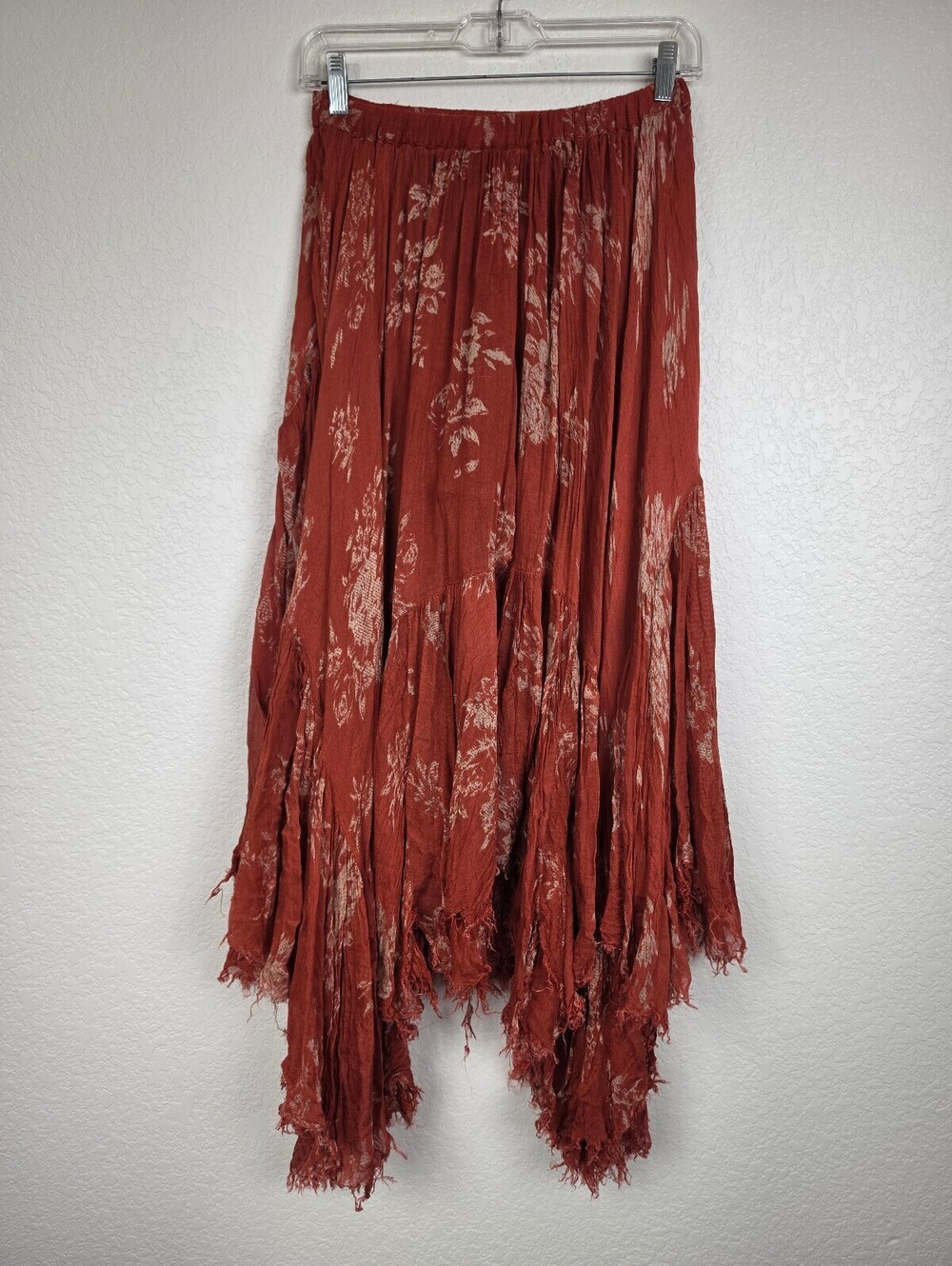 Free People Rust Floral Handkerchief Skirt